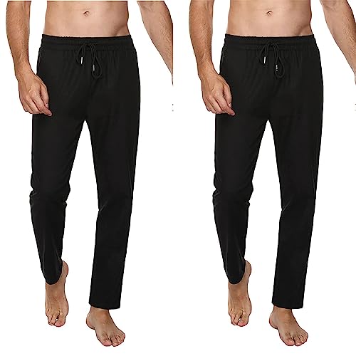 Jogginghose Herren Baumwolle Lange Hosen für Männer Trainingshosen Sporthose Sweathose Jogginghose Jogger Sweatpants Freizeithose Fitnessstudio Laufhosen Sommer und Winter (Zwei-Schwarz+Schwarz, L) von FGFD&OU