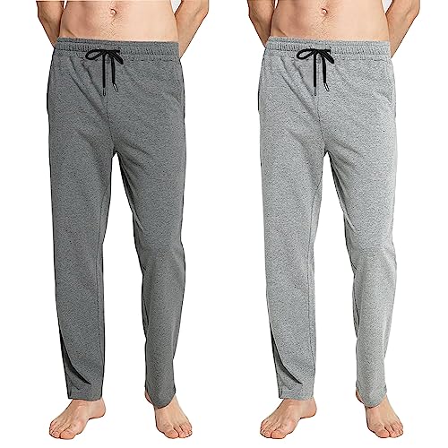 Jogginghose Herren Baumwolle Lange Hosen für Männer Trainingshosen Sporthose Sweathose Jogginghose Jogger Sweatpants Freizeithose Fitnessstudio Laufhosen Sommer und Winter (Zwei-Tiefgrau+Hellgrau, XL) von FGFD&OU