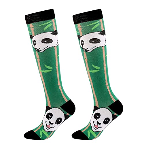 Kompressionsstrümpfe für Damen und Herren Kompressionssocken Compression Socks Stützstrümpfe Socken für Laufen, Sport, Reisen, Radsport, Running, Jogging, Draussen, Radfahren(1-Panda-Grün, S/M) von FGFD&OU