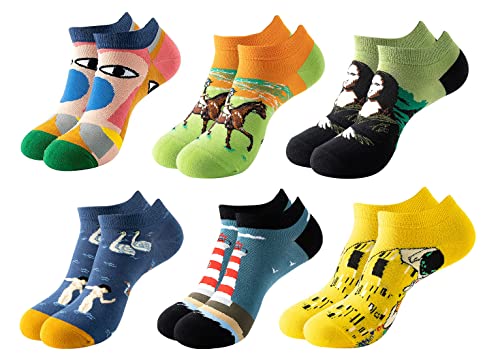 Lustig Socken Herren und Damen Bunte Baumwolle Sneaker Socken Witzige Verrückte Gemusterte Crew Kurz Socken für Frauen Füßlinge Kuschelsocken Motivsocken Knöchel Socken Unisex (Coloured3-6Paare) von FGFD&OU