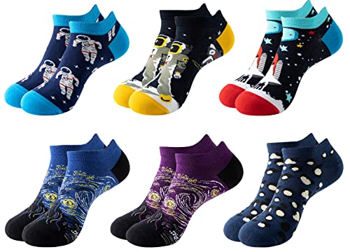 Lustig Bunte Baumwolle Sneaker Socken - Witzige Verrückte Gemusterte Crew Kurz Füßlinge für Herren und Damen - Kuschelsocken Motivsocken Knöchel Unisex (Coloured4-6Paare) von FGFD&OU