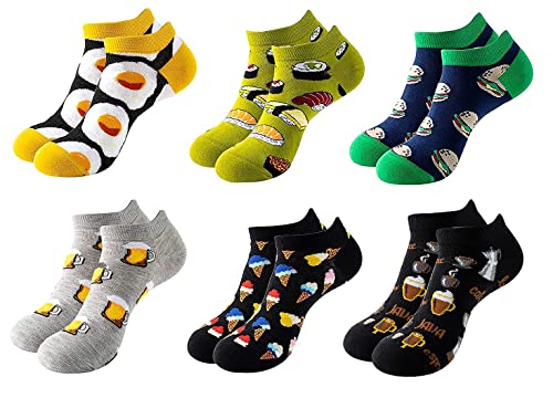 Lustig Bunte Baumwolle Sneaker Socken - Witzige Verrückte Gemusterte Crew Kurz für Herren und Damen - Füßlinge Kuschelsocken Motivsocken Knöchel Unisex (Coloured6-6Paare) von FGFD&OU