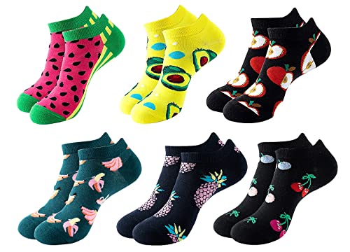Lustig Bunte Baumwolle Sneaker Socken - Witzige Verrückte Gemusterte Crew Kurz für Herren und Damen - Füßlinge Kuschelsocken Motivsocken Knöchel Unisex (Coloured7-6Paare) von FGFD&OU