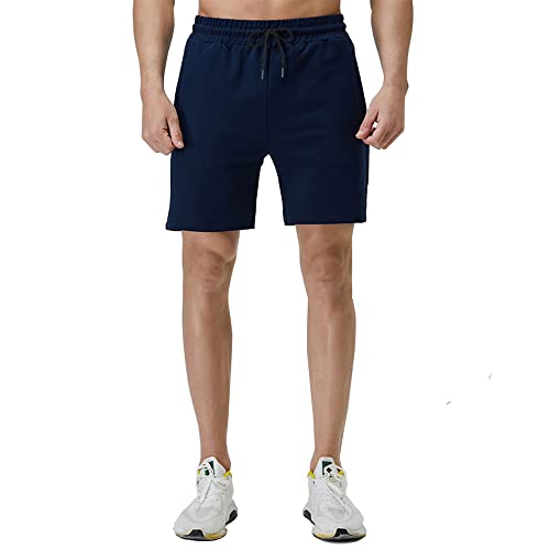 Shorts Herren Baumwolle Kurz Hosen Jogginghose Kurze Sporthose Sommerhose Sweathose Atmungsaktive Laufshorts Trainingshose zum Fitness Running Gym Basketball Yoga für Sommer (Z-Marineblau, XL) von FGFD&OU