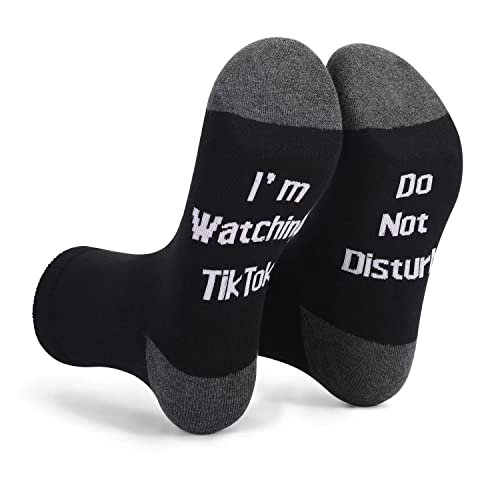 Socken für Herren und Damen Lustiges Socken Geschenk Neuheit Baumwolle socken Gamer Socken mit Do not disturb, I am gaming, Sportsocken Skateboard-Socken Geschenk für Weihnachten (Schwarz-Tiktok) von FGFD&OU