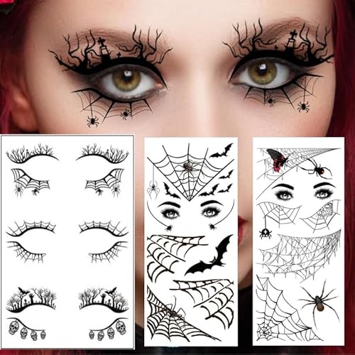 Halloween Eyeliner Aufkleber,Halloween Spinnen Gesichtsaufkleber,Spinnennetz Aufkleber Temporäre Gesichtsaufkleber,Spinnennetz Motive für Karneval,Maskerade für Party Rave Halloween Eyeliner Aufkleber,Halloween Spinnen Gesichtsaufkleber,Spinnennetz Aufkleber Temporäre Gesichtsaufkleber,Spinnennetz Motive für Karneval,Maskerade für Party Rave von FGTOPBY