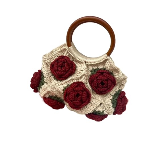 FGUJSUR Damen Umhängetasche, Garn, Häkeln, handgefertigt, Blume, lässig, Tragetasche FGUJSUR Damen Umhängetasche, Garn, Häkeln, handgefertigt, Blume, lässig, Tragetasche von FGUJSUR