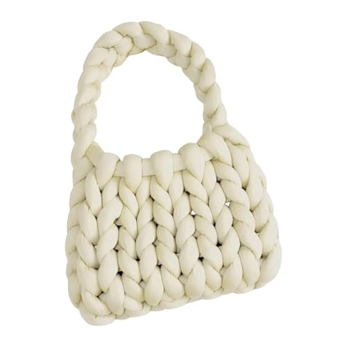 FGUJSUR Gehäkelte Tasche for Damen, Schultertasche, lässige Clutch, Achseltasche, handgefertigt, gestrickt(WHITE) von FGUJSUR