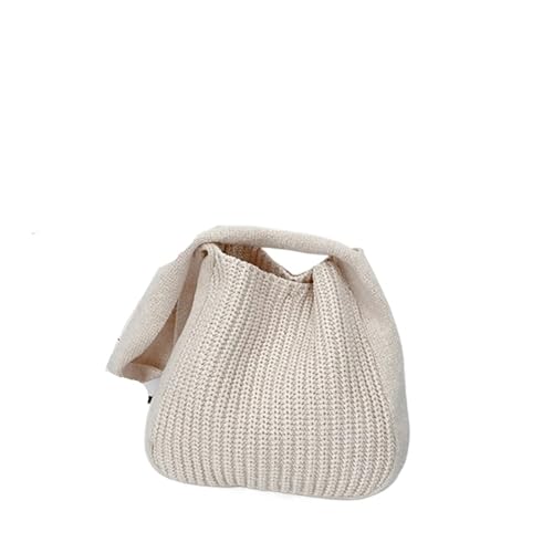 FGUJSUR Gestrickte Einkaufstasche for Damen, weiche Tragetasche, große Kapazität, Umhängetasche, Handtasche(Beige) von FGUJSUR