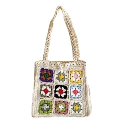 FGUJSUR Gewebte Tote Strand Handtasche Floral handgemachte Weben Schulter häkeln Tasche(Apricot) von FGUJSUR