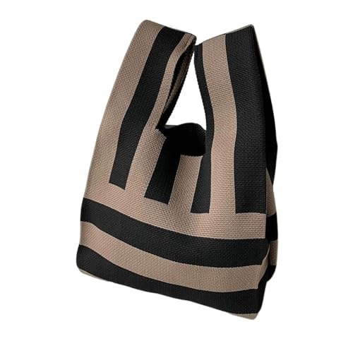 FGUJSUR Lässige Blume Knoten Herz Handgelenk Tasche Strick Handtasche Einkaufstaschen Einkaufstasche(Color 02) von FGUJSUR