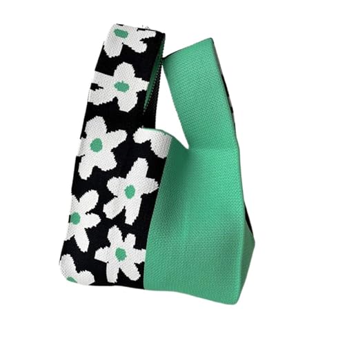 FGUJSUR Lässige Blume Knoten Herz Handgelenk Tasche Strick Handtasche Einkaufstaschen Einkaufstasche(Style 03) von FGUJSUR