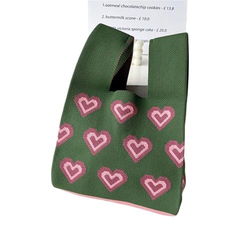 FGUJSUR Lässige Blume Knoten Herz Handgelenk Tasche Strick Handtasche Einkaufstaschen Einkaufstasche(Style 08) von FGUJSUR