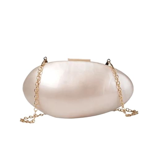 FGUJSUR Muschel Tasche Perlen-Abendtaschen Designer Luxus Clutch Geldbörse Mini Damen Geldbörse Muschelkette Schulter Crossbody Hochzeitsfeier Handtasche Damen(Pearl Plain chain) von FGUJSUR