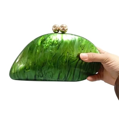 FGUJSUR Muschel Tasche Shell Form Kupplung Tasche Frauen Designer Abend Party Nette Geldbörse Grün Gold LilaHandtasche Damen(Green) von FGUJSUR
