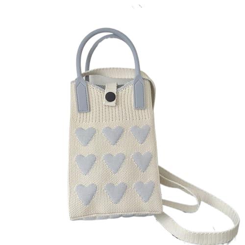 FGUJSUR Strickhandtasche, wiederverwendbar, handgefertigt, for Damen, Handgelenk, große Kapazität, Handytasche(Grey) von FGUJSUR
