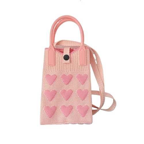 FGUJSUR Strickhandtasche, wiederverwendbar, handgefertigt, for Damen, Handgelenk, große Kapazität, Handytasche(Pink) von FGUJSUR