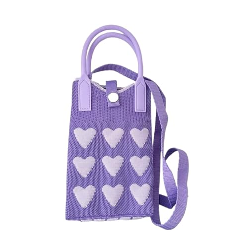FGUJSUR Strickhandtasche, wiederverwendbar, handgefertigt, for Damen, Handgelenk, große Kapazität, Handytasche(Purple) von FGUJSUR