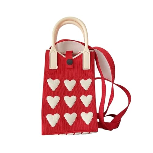 FGUJSUR Strickhandtasche, wiederverwendbar, handgefertigt, for Damen, Handgelenk, große Kapazität, Handytasche(Red) von FGUJSUR