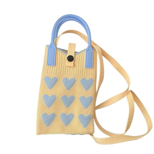 FGUJSUR Strickhandtasche, wiederverwendbar, handgefertigt, for Damen, Handgelenk, große Kapazität, Handytasche(Yellow) von FGUJSUR