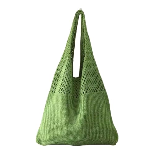 FGUJSUR Vintage Hohl Gewebte Frauen Schulter Tasche Stricken Handtaschen Große Kapazität Tote Taschen(Green) von FGUJSUR