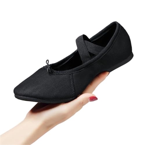 Frauen Tanzschuhe Mädchen Ballett Jazz Salsa Schuhe Weiche Sohle Low Heels Kinder Tanzen Hausschuhe Rosa Schwarz Rot Latin Turnschuhe(2Outdoor Black 1cm,34) von FGUJSUR