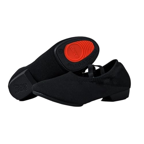 Mode Frauen Jazz Slip Auf Turnschuhe Netto Tanzen Schuhe for Männer Erwachsene Kinder Mädchen Schwarz Sport Stiefel Dance(1,29) von FGUJSUR