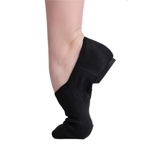Professionelle Tanzschuhe for Frauen, Canvas, Jazz-Sneaker, weiche Ballett-Slip-On-Tanz-Sneaker(Black,37) von FGUJSUR