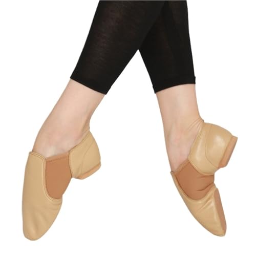 Slip On Jazz Dance Sneakers Tanzschuhe for Damen Schwarz Tan Schuhe for Und Kinder(Tan Adult Size,FR38-23.6cm) von FGUJSUR