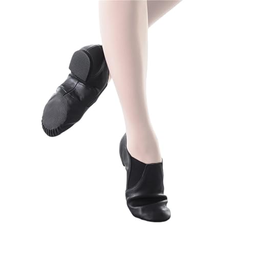 Twin Slip-on-Jazz-Tanzschuhe mit geteilter Sohle, schwarz, Hellbraun, for Jungen und Damen, modernes Ballett, zeitgenössisch(Black,38) von FGUJSUR