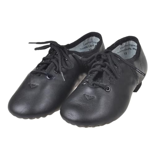Weiche Schwarze Und Braune Tanzschuhe Jazz-Schuhe Herren Jazz-Party-Tanzschuhe Sneaker-Schuhe(Black Leather,8) von FGUJSUR