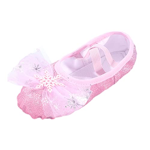 Ballettschuhe Mädchen Balettschlappen Kinder Tanzschuhe,Ballett Trainings Schläppchen für Kinder Ballettschuhe Satin Geteilte Ledersohle Tanzschuhe Ballettschläppchen für Mädchen Yogaschuhe von FGUUTYM