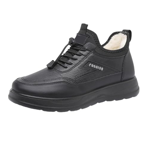 Barfußschuhe Damen Herren Winter Gefüttert Warm Winterschuhe Stiefeletten Low Top Halbschuhe Schnürstiefeletten Wasserdicht Ankle Boots Lederschuhe Plüsch Flauschig Wanderschuhe Arbeitsschuhe von FGUUTYM