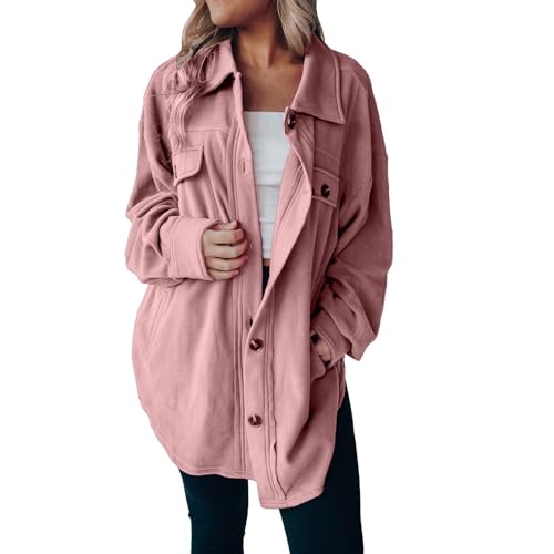 Cordjacke Damen Herbst Winter Hemdjacke Corduroy Dünne Jacket V-Ausschnitt Langarm Cord Hemd Bluse Mit Tasche Musselin Bluse Freizeit Hemd Button Down Cordhemd Übergangsjacke Casual Jacke Herbstjacke von FGUUTYM