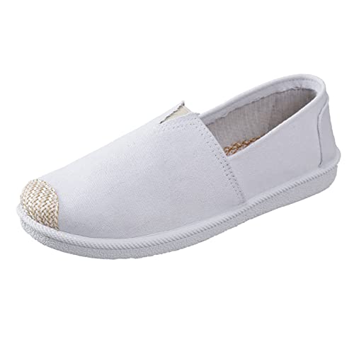 Daily Bequemschuhe Flache Schuhe Damen Komfort Flache Freizeitschuhe Damen Einfache Schuhe Flacher Mund Erbsenschuhe Leichte Schuhe RutschfesteFlach Canvas Schuhe Damen Walking Shoes von FGUUTYM