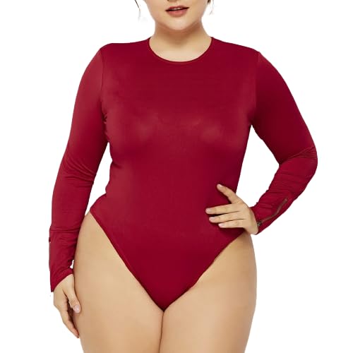 Damen Bodysuit Große Größen Elegant Langram Tops Bodies Oberteil Overall Stringbody Shapewear Figurformender Body Shaper Bauchweg Formende Bodys Abnehmen Shaping Unterziehbody Langarmbody Xl-6Xl von FGUUTYM