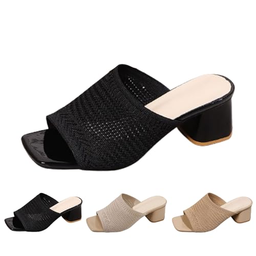 Damen Hausschuhe High Heel Sandalen Peep Toe Mode Blockabsatz Clogs & Pantoletten Mit Fußbett Frauen-Slipper Mit Offener Zehenpartie Und Quadratischem Fliegen Gewebte Atmungsaktive Slides Damen Hausschuhe High Heel Sandalen Peep Toe Mode Blockabsatz Clogs & Pantoletten Mit Fußbett Frauen-Slipper Mit Offener Zehenpartie Und Quadratischem Fliegen Gewebte Atmungsaktive Slides von FGUUTYM