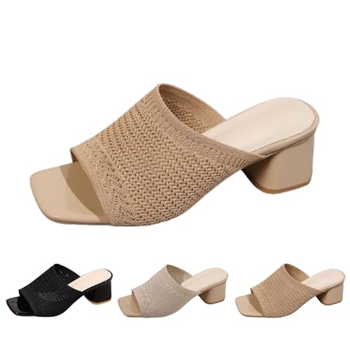 Damen Hausschuhe High Heel Sandalen Peep Toe Mode Blockabsatz Clogs & Pantoletten Mit Fußbett Frauen-Slipper Mit Offener Zehenpartie Und Quadratischem Fliegen Gewebte Atmungsaktive Slides Damen Hausschuhe High Heel Sandalen Peep Toe Mode Blockabsatz Clogs & Pantoletten Mit Fußbett Frauen-Slipper Mit Offener Zehenpartie Und Quadratischem Fliegen Gewebte Atmungsaktive Slides von FGUUTYM