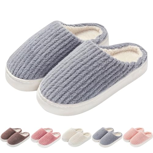 Damen Hausschuhe Warme Winter Pantoffeln Mit Fußbett Gemütlich Bequem Weich Fleecegefüttert Pantoletten Flacher Filzhausschuhe Gästehausschuhe Memory Foam Slippers Für Männer Und Frauen von FGUUTYM