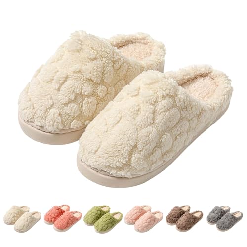 Damen Plüsch Pantoffeln Herren Flauschige Hausschuhe Winter Warme Filzpantoffeln Kuschelige Schlappen Rutschfeste Slippers Weiche Bequeme Hausschlappen Comfy Fluffy Memory Foam Pantoletten von FGUUTYM