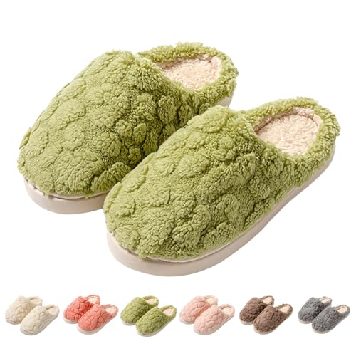 Damen Plüsch Pantoffeln Herren Flauschige Hausschuhe Winter Warme Filzpantoffeln Kuschelige Schlappen Rutschfeste Slippers Weiche Bequeme Hausschlappen Comfy Fluffy Memory Foam Pantoletten von FGUUTYM