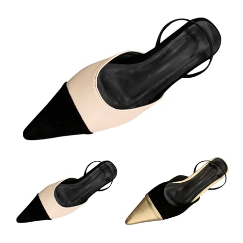 Damen Pumps Hausschuhe Spitzem Zehenbereich Stiletto Slipper Buro Hochzeit Slingback Kitten Heel Spangenpumps Slingback Pumps Abendschuhe Mode Freizeit Tanzschuhe Hochzeitsschuhe von FGUUTYM