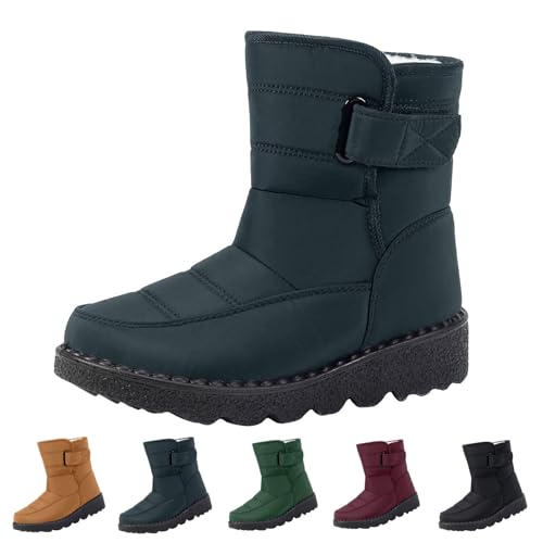 Damen Schneestiefel Winter Fleece Gefüttert Winterboots Plüsch Warme Flauschig Winterstiefel Breite Füße Flauschig Thermoschuhe Wasserdicht Weitschaft Winterschuhe Begleitung für Kalte Tage von FGUUTYM