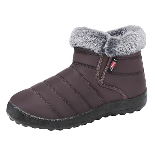 Damen Winterstiefel Warme & Bequeme Schneestiefel Warm Gefütterte Schneestiefel Winter Kurzschaft Stiefel Schuhe Winterschuhe Plüsch Flauschig Thermoschuhe Wasserdicht Ankle Boots von FGUUTYM