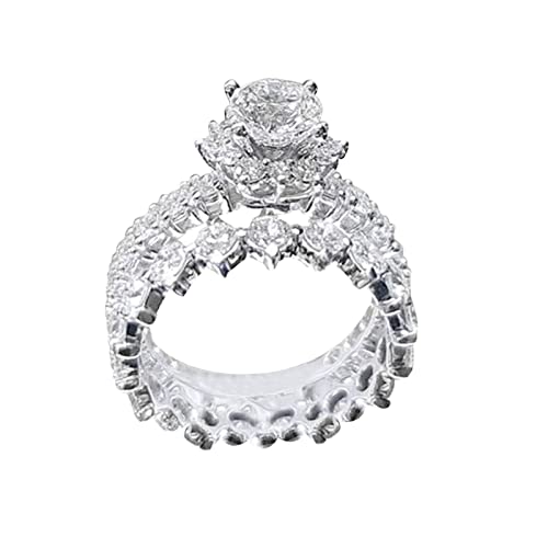 FGUUTYM 2 STÜCK Silber Versprechen Ringe Zartes Design Set Ring Licht Luxus High Grade Ring Kostüme Der Ringe Erwachsene (Silver, 9) von FGUUTYM