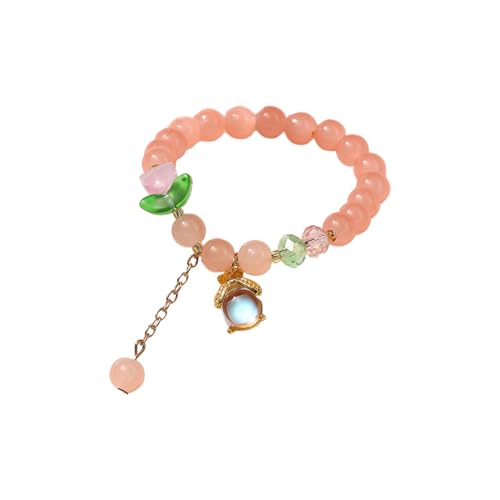 FGUUTYM 2024 Armband für Damen, chinesisches Jade-Perlenarmband für ihre, Oma, Opa, Mutter, Vater, den täglichen Gebrauch Armbänder Pärchen (Hot Pink, One Size) von FGUUTYM