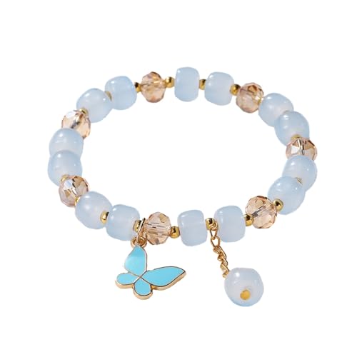 FGUUTYM 2024 New Imitation Jade Butterfly Glass Bracelet Children's Bead Bracelet Damenarmbanduhr (D, A) von FGUUTYM