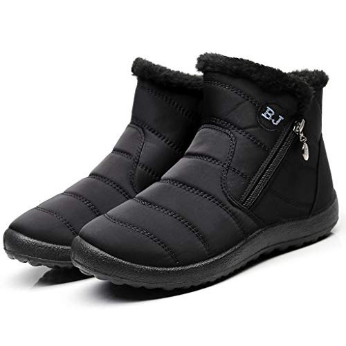 FGUUTYM 35-43Winterstiefel Damen,Wasserdicht Warm Gefütterte Schneestiefel,Wasserdicht Winterschuhe,Warm Stiefeletten,Gefüttert Kurzschaft Stiefel,Rutschfeste Schlupfstiefel,Boots Flach von FGUUTYM