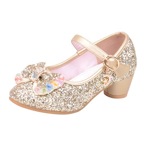 FGUUTYM Baby Baby Mädchen Perle Single Prinzessin Schuhe Sandalen Kinderschuhe Größe 26 (Gold, 5.5-6 Years) von FGUUTYM