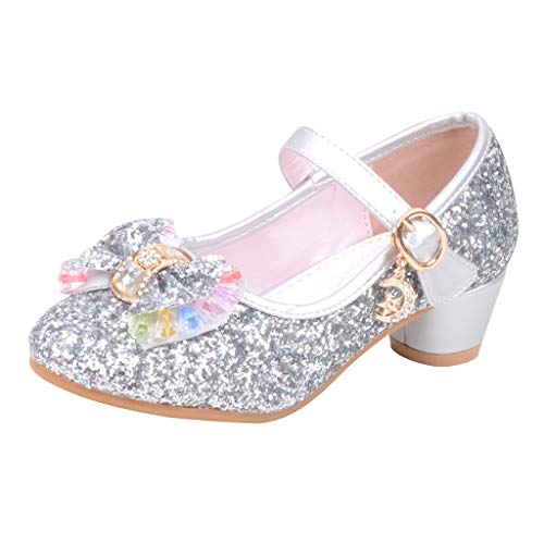 FGUUTYM Baby Baby Mädchen Perle Single Prinzessin Schuhe Sandalen Kinderschuhe Größe 26 (Silver, 5.5-6 Years) von FGUUTYM